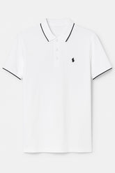 Men’s White ribbed Oversized polo Tee